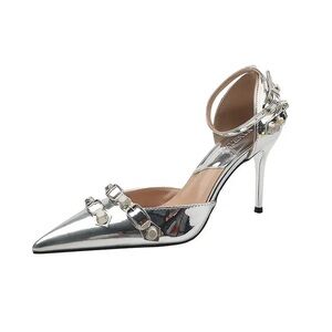 Metallic Studded Pointed Heels - Size 39